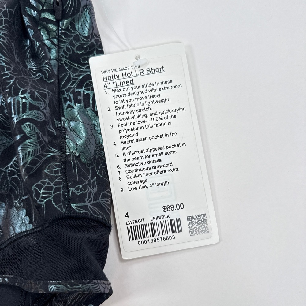 Lululemon Hotty Hot Shorts Womens 4 Black Teal Floral Lined Athletic Running LR - Picture 2 of 11